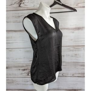 Brixton Ivy Lace Back V Neck Black Blouse Sz Small